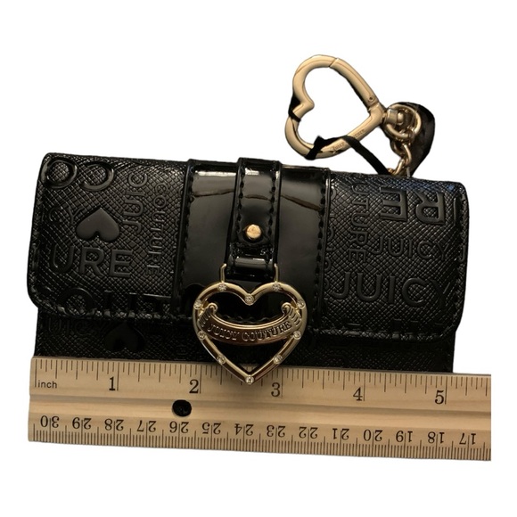 Juicy Couture Shiny Black Trifold Wallet With Key Hook Or To Clip To Pocket! NEW - Picture 9 of 13